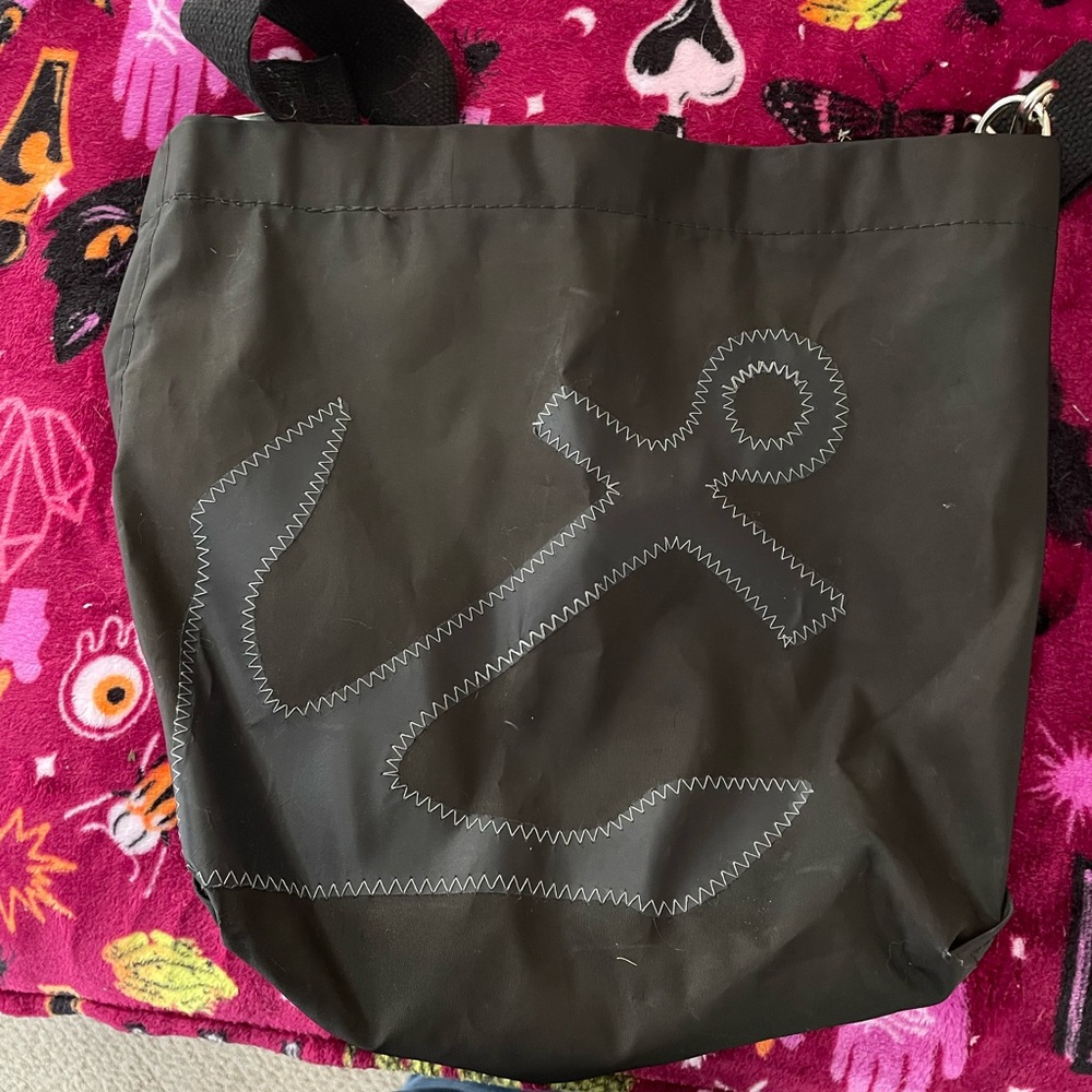 Black Crossbody Bag with Anchor Design